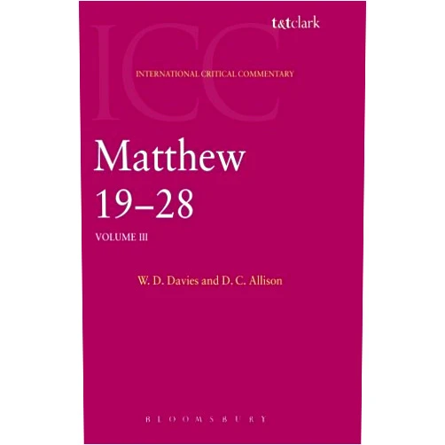 By William David Davies (Author) Matthew 19-28: Volume 3 (International Critical Commentary) by Davies, W. D., Allison, Dale C. (2004) Paperback