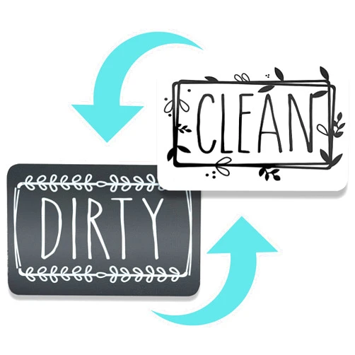 BabyPop! White and Gray Farmhouse Dishwasher Magnet Clean Dirty Sign, Universal Clean Dirty Magnet for Dishwasher or Refrigerator, Magnetic Dirty Clean Dishwasher Magnet