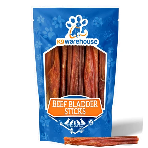 K9warehouse Beef Bladder Sticks for Dogs - 6 inch - 100% All Natural Beef Dog Treats (12 Count)