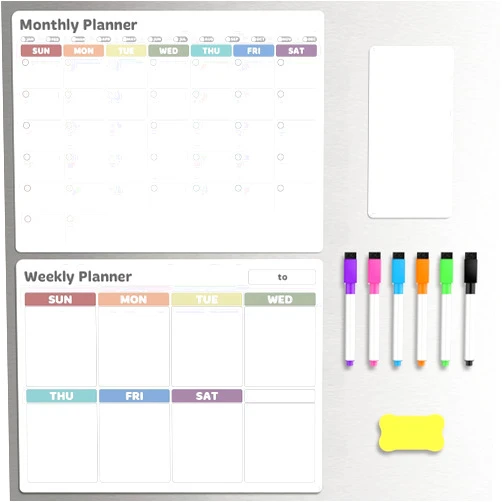 MIXCOOL 3 Pack Magnetic Dry Erase Calendar for Refrigerator, 14