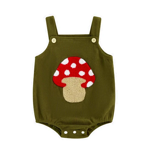 Lesimsam Newborn Baby Boy Girl Clothes Embroidered Corduroy Overall Bubble Romper Sleeveless One-Piece Suspender Jumpsuit