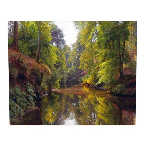 CLOUD NINE PRINTS | A Wooded River Art, Vintage Forest Landscape Print - Old Growth Tree Wall Art, Dark Spring Decor, Scandinavian Art (5x7 Print - Unframed)