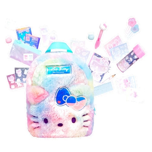 REAL LITTLES - Hello Kitty 50th Anniversary Big Backpack, Hello Kitty and Friends, Backpacks with 20 Hello Kitty Working Collectible Surprises Inside! 7.09w x 3.15d x 9.25h Inches