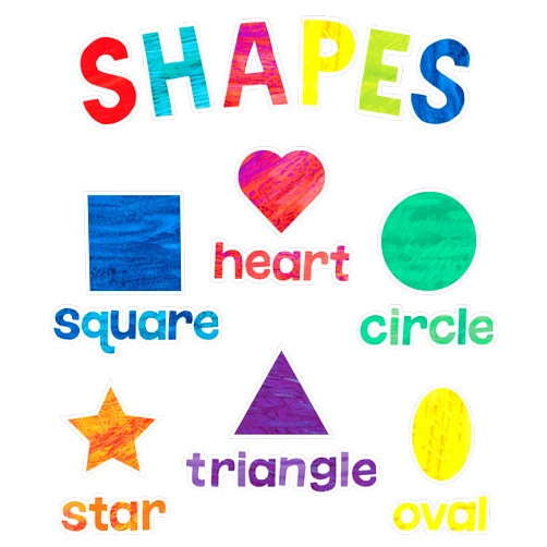 Carson Dellosa Education World of Eric Carle 32-Piece Shapes Mini Bulletin Board Set, Eric Carle Colorful Shapes Cutouts for Bulletin Board, White Board, Cork Board, Circle Time, Preschool and Early Learning Classroom Décor