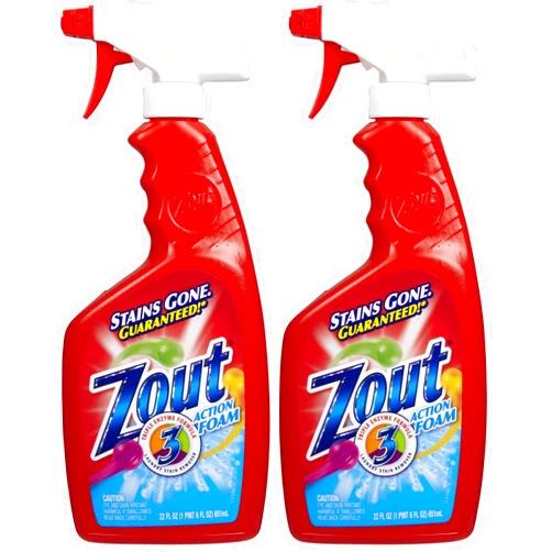 Zout Laundry Stain Remover Spray, Triple Enzyme Formula, 22 Ounce Bottles, 2-Pack