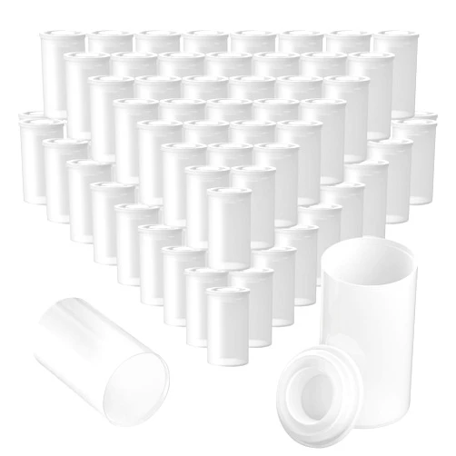 CZBRO 120 Pieces Film Canisters with Caps 35 mm Plastic Empty Camera Reel Storage Containers Case with Lids for Small Accessories Rockets Experiment Fish Hook Film Keys Coins Art Beads (White)