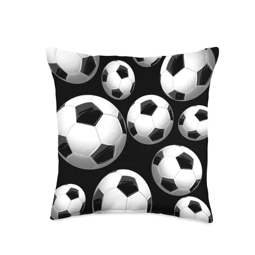 BoredKoalas Soccer Throw Pillow Gifts Soccerballs Football Soccer Player Coach Sports Lover Boys Throw Pillow, 16x16, Multicolor