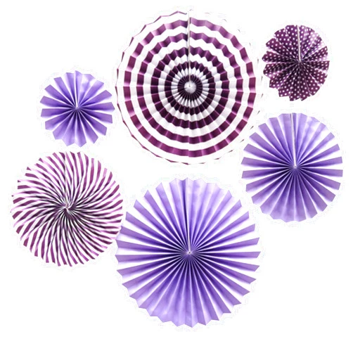 Jarcgoer Paper Fan Flowers，6pcs/Set Paper Fans Set Hanging Pinwheels Fan DIY Paper Craft for Wedding Birthday Christmas Party Decoration Hanging Paper Fan Flower Decoration (Purple)