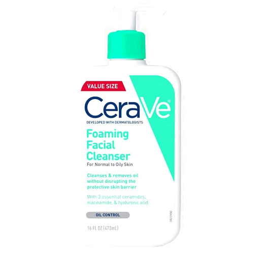CeraVe Foaming Facial Cleanser, Daily Face Wash for Oily Skin, Hyaluronic Acid + Ceramides + Niacinamide, Fragrance Free & Paraben Free, Non-Drying Oil Control Face Wash, 16 Fluid Ounces
