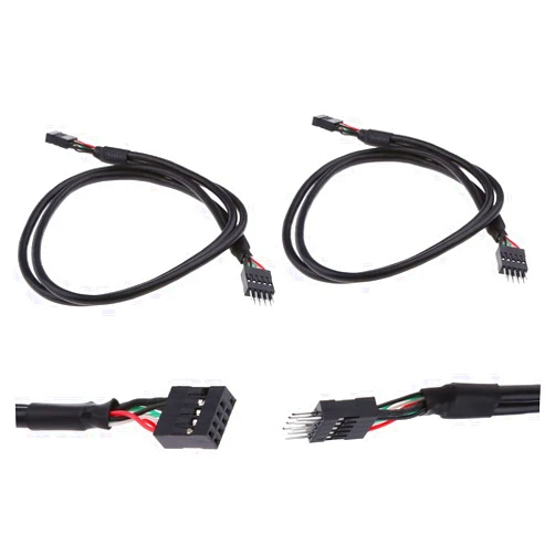 MEIRIYFA USB Header Extension Cable, USB 2.0 9-Pin Male to 9-Pin Female Internal Motherboard Header Cable for USB Ports, Expansion Cards and Motherboard Ports 20.3 inches（2 Pack