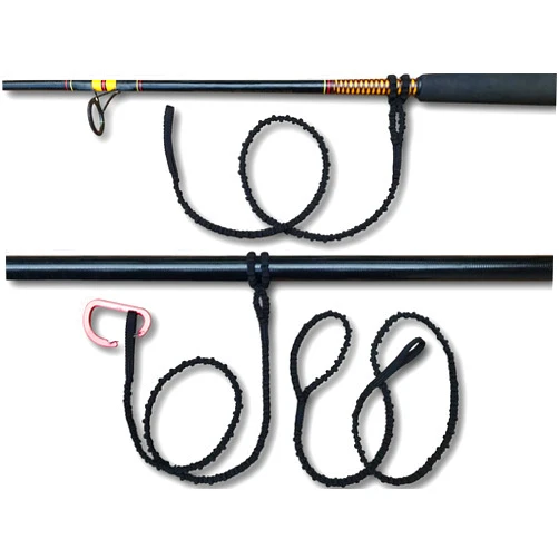 Campingandkayaking Made in The USA. Kayak Paddle/Rod/Gear Leash Now with Cinch Lock, 3 Black Leashes and 1 Carabiner. Built to Last.