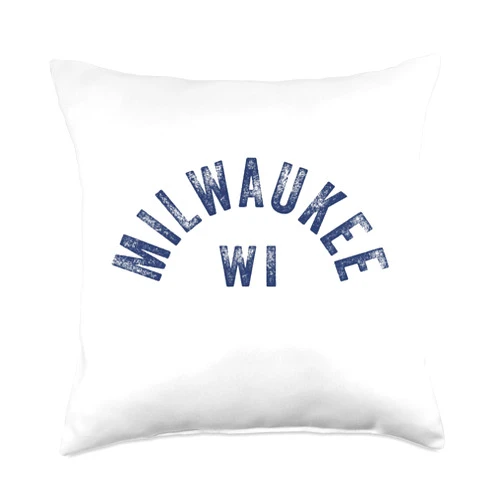 Milwaukee Locals Simple Basic Minimal Milwaukee Cool Navy Blue Throw Pillow, 18x18, Multicolor