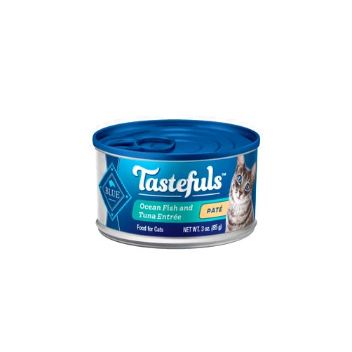 Blue Buffalo Tastefuls Wet Cat Food Paté, Made with Natural Ingredients, Ocean Fish and Tuna Entrée, 3-oz Cans (24 Count)