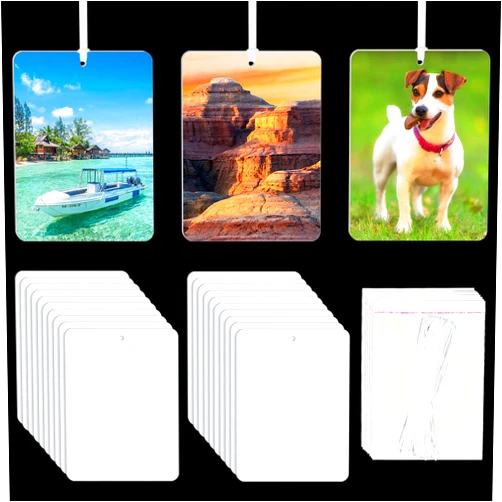 GEKIXUTP 101 pcs sublimation air fresheners blanks ，Sublimation Blanks Products DIY Air Freshener for Car and Home Hanging Decoration sublimation car freshener blanks