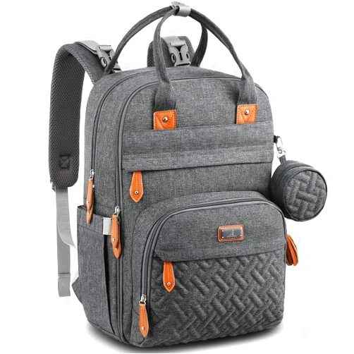 BabbleRoo Diaper Bag Backpack - Baby Essentials Travel Tote - Multi Function Waterproof Diaper Bag, Travel Essentials Baby Bag with Changing Pad, Stroller Straps & Pacifier Case - Unisex, Dark Gray
