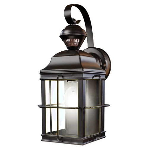 Heath Zenith Globe Electric HZ-4144-BK 150 Degree Motion Sensing Decoractive Security Light with DualBrite Technology, Black, Bulb Not Included