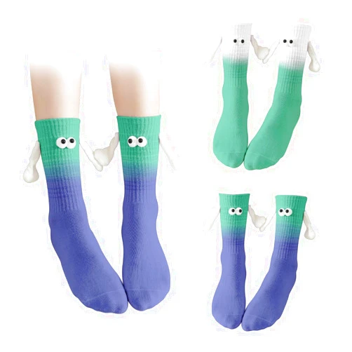 CALORPET 2 Pairs Magnetic Holding Hands Socks, 2025 Upgrade Couple Socks Funny Christmas Socks Valentine Gifts