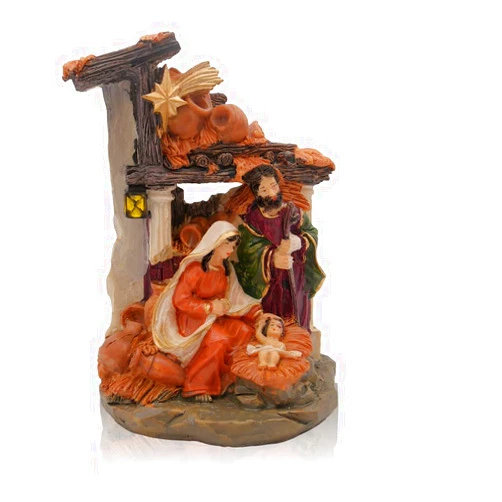 HINSINKIA Nativity Set for Christmas Indoor, Nativity Scene Figurine Decoration for Home, Manger Decor with Jesus from Classic Bible Story, Christian Ornament, Religious Resin Decor for Xmas