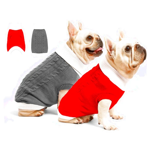 Roseelk 2 Pack Dog Christmas Sweaters for Small Dogs - Puppy Medium Warm Clothes Winter, Turtleneck Pullover Design for Male Boy Girl Pet, Doggie, Cat, Kitten Chihuahua Bulldog (M, Xmas Red, Grey)