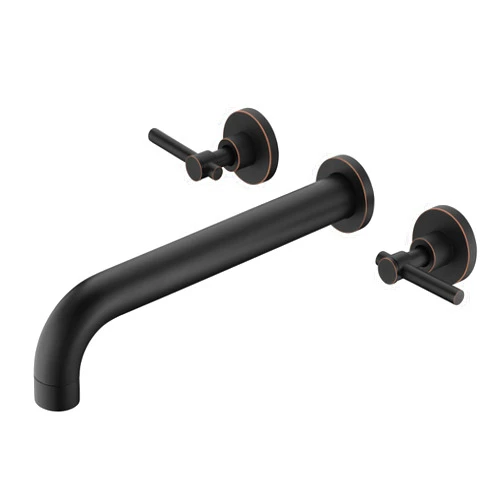 SUMERAIN Two Handle Wall Mount Tub Faucet Oil Rubbed Bronze Bathtub Faucet Set with Rough in Valve