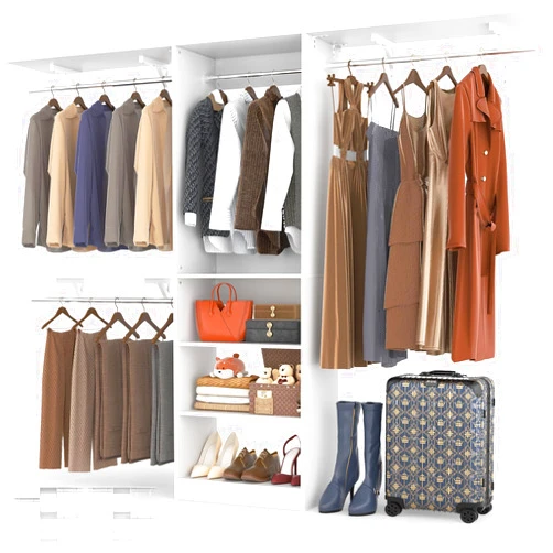 Girapow 96 inch Closet System with Shelves, Closet Organizer System with 3 Hanging Rods & Shelves Adjustable, Wall-mounted Closet Organizers Storage System for Walk-in Closet, White