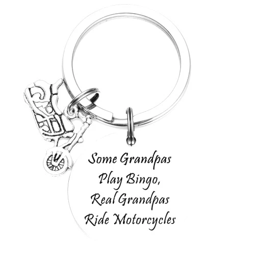 HUTIMY Motorcycle Grandpa Gifts Keychain For Grandfather Men Motor Cycle Key Chain Rider Granddad Jewelry For Biker Grandpa Keychain