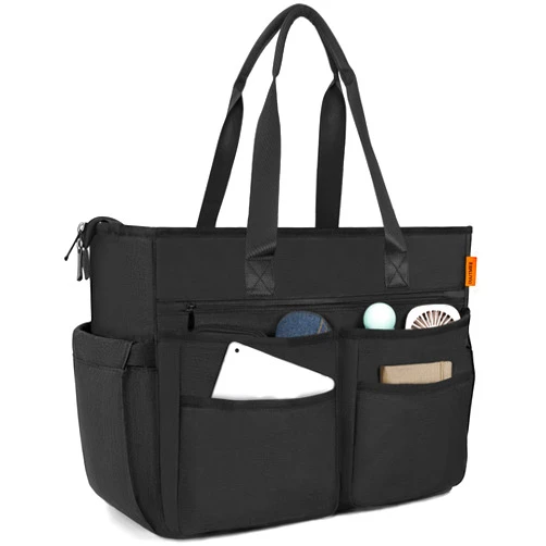 OUUTMEE Utility Tote Bag for Women, Multi Pockets Shoulder Bag with Zipper, Laptop Handbag for Teacher, Working Women, Nurses