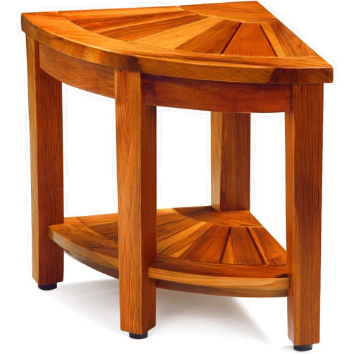 TEAKMAMA Teak Shower Bench 18” Shower Benches for Inside Shower Corner Bench Teak Shower Stool Seat Bathroom Bench with Storage Shelf, Assembly Required