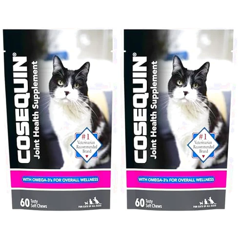 Cosequin Nutramax Cosequin Joint Health Supplement for Cats - with Glucosamine, Chondroitin, and Omega-3, 60 Soft Chews (Pack of 2)