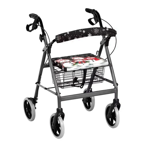 Uorisanigo Rollator Walker with Seat Accessories Cover Cute Snowmen Christmas Decoration Cover Rollator Walker Seat and Backrest Covers Washable Walkers for Seniors with Seat Covers