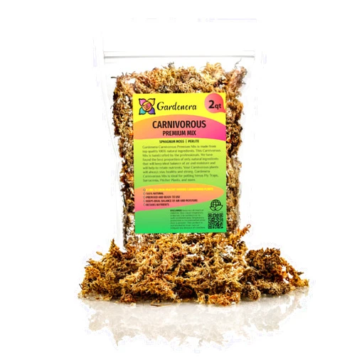 Gardenera Premium Carnivorous Plant Potting Mix - 2 Quart Sphagnum Moss and Perlite Blend for Potting Venus Fly Traps, Sarracenia, Pitcher Plants