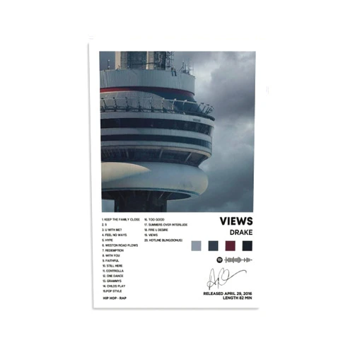 DIDIDO Drake VIEWS Album Cover Canvas Posters for Room Aesthetic Gift Unframe:12x18inch(30x45cm)