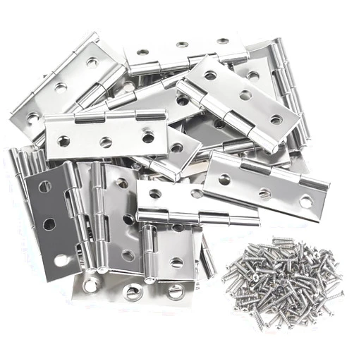 Sutemribor 30 Pieces Stainless Steel Folding Hinges, 1.73 Inch Cabinet Hinges, Small Door Hinges, Small Hinges with 180 Pieces Screws for Wooden Cabinets Box Small Crafts and Lightweight Projects