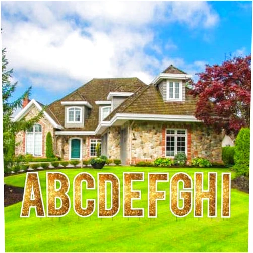 VictoryStore Sparkle Alphabet Yard Letters, Alphabet Yard Decoration, 18 inch High, Waterproof Plastic, No Mess Sparkle Image Print, Includes Stakes (Gold Sparkle)