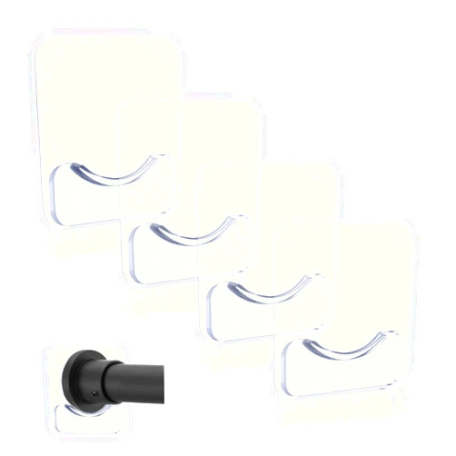 Prebene Adhesive Shower Curtain Rod Holder, 4 Pcs Tension Rod Holders, No Drilling | Invisible Rod Retainer, Transparent Wall Mount Holder for Shower Curtain Rod(Rod Not Included)
