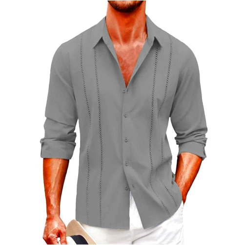 Generic Clothes for Men,Men's Long Sleeve Button Down Shirts Casual Untucked Dress Shirt Beach Wedding Shirts