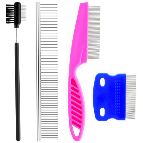 GUBCUB Pets Grooming Comb Kit for Small Dogs Puppies For Tear Stain Remover, 2-in-1 with Round Teeth to Remove Knots Crust Mucus