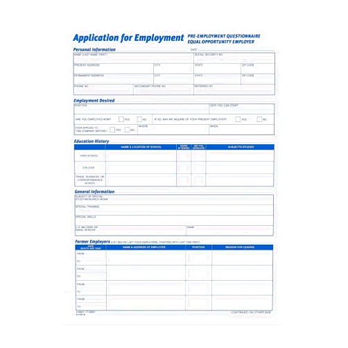 Adams TOPS 8 1/2 x 11 Inch Employee Application 50 Sheet Pads, 2 Pack (32851)