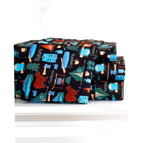 The Lakeside Collection Campsite Sheet Set with Retro Camping Print,4 pcs - Queen
