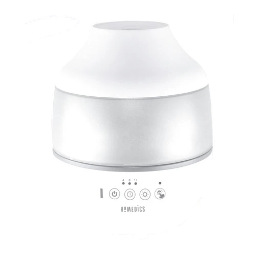 Homedics TotalComfort Humidifier – Large Air Humidifiers for Bedroom, Plants, Office – Cool Mist, Essential Oil Pads and Built-In Timer, 7-Color Night-Light, 2 Mist Settings, White
