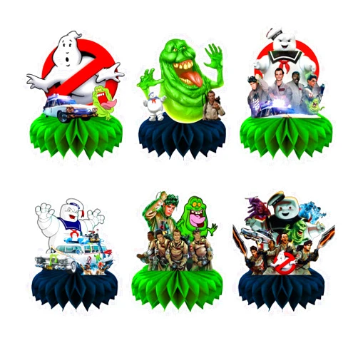 Tuklye 6Pcs Ghostbusters Honeycomb Table Centerpiece, Ghostbusters Themed Party Supplies, Ghostbusters Birthday Party Desktop Decorations for Kids