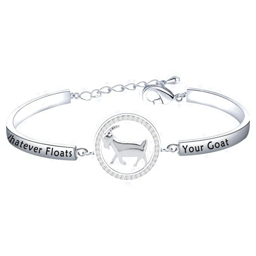 LQRI Goat Lover Gift Whatever Floats Your Goat Bracelet Inspirational Pet Goat Gifts Farm Women Gift Crazy Goat Gift