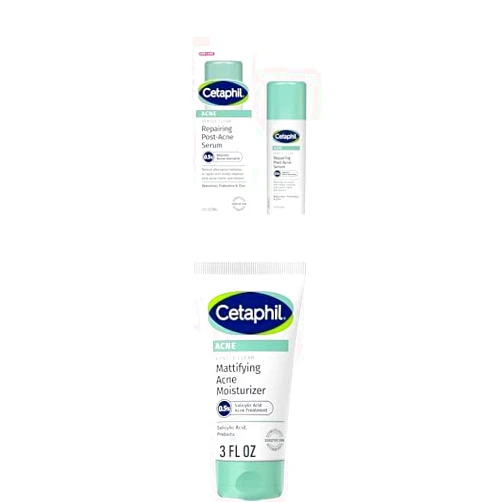 Cetaphil Gentle Clear Repairing Post Acne Serum + 3oz Gentle Clear Mattifying Acne Face Moisturizer With 0.5% Salicylic Acid, Hydrates and Treats Sensitive Acne Prone Skin, Bundle