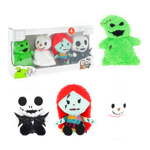 KIDS PREFERRED Disney Baby Tim Burton The Nightmare Before Christmas Jack Skellington, Sally, Zero, and Oogie Boogie Halloween Plushies Set, Minky Fabric Kids Toys