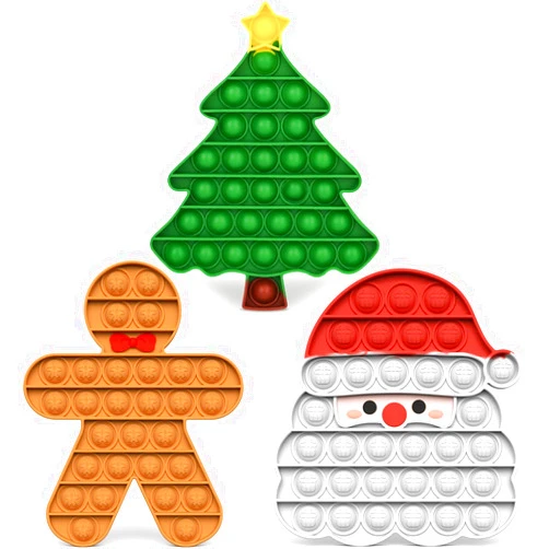Amplelife Christmas Decorations Pop Fidgets Toys - Push It Bubbles Sensory Toy Christmas Party Decor Santa Claus Gingerbread Man Tree Decoration for Kids Adults Stress Autism Relief Parties Games Poppers