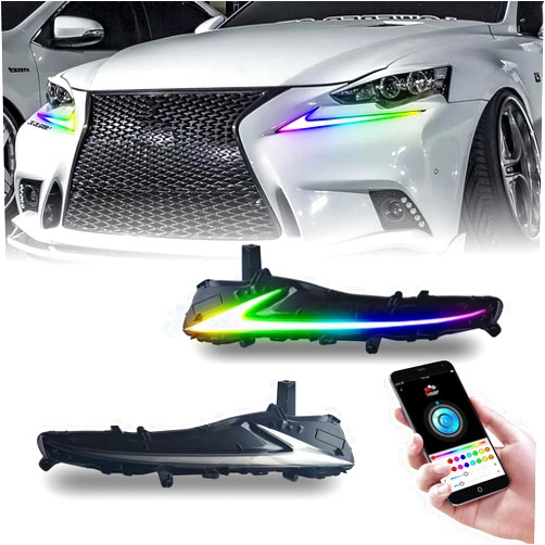 HCMOTIONZ HCmotion RGB LED Daytime Running Light Compatible For Lexus IS250/350/300 2013 2014 2015 2016 W/Start up Animation With Sequential Turn Signal