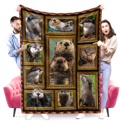 Vcmaluco Otter Blanket for Women Men, Otter Gifts for Otter Lover, Soft Fuzzy Otter Throw Blanket Otter Decor Plush Gift for Birthday Christmas 50x60 inch