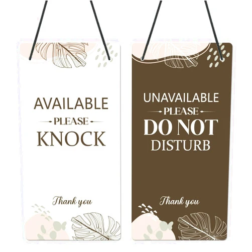 Shejdgart Do Not Disturb Door Hanger Sign - Brown Available Please Knock Door Signs Double Sided Reversible Hanger Plaque for Business Office Session Treatment Office Clinic Meeting Plaque