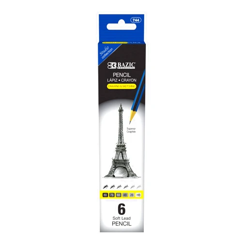 BAZIC Products BAZIC Drawing Sketching Pencil Set, HB 2B 4B 6B 7B 8B, Professional Graphite Sketch Kit Pencils, for Artists Adults Beginners (6/Pack), 1-Pack