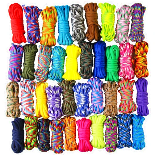UOOOM 10 pcs Color Paracord Bracelet Rope Parachute Cord Outdoor Survival Rope Set DIY Manual Braiding 10 Feet (Colorful x 10 pcs)